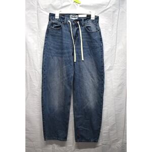 KBB by Kahlana Women's Mid-Rise Barrel Leg The Lynnox Jean Dark Wash Size 2